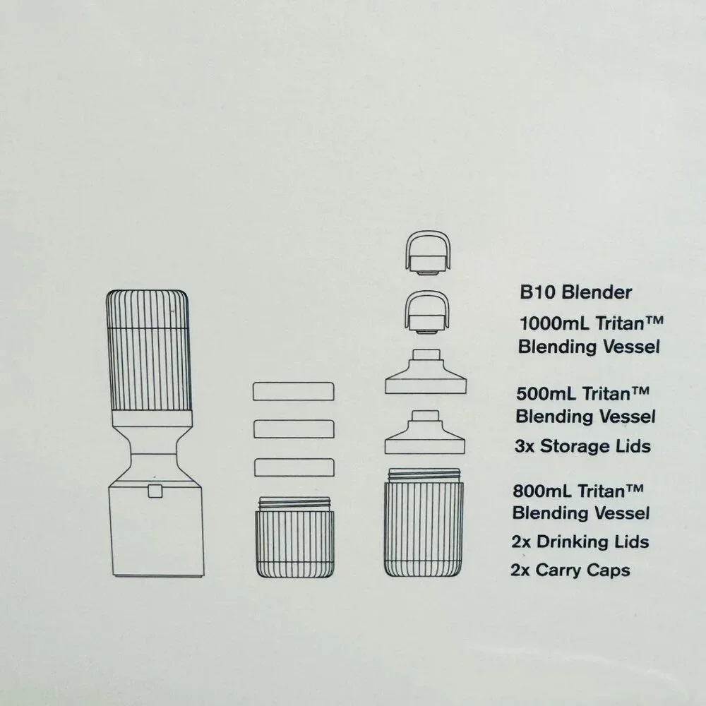Beast Blender Deluxe B10 with 3 Vessels Storage Lids, 2 Drink Lids, 2 Carry Caps